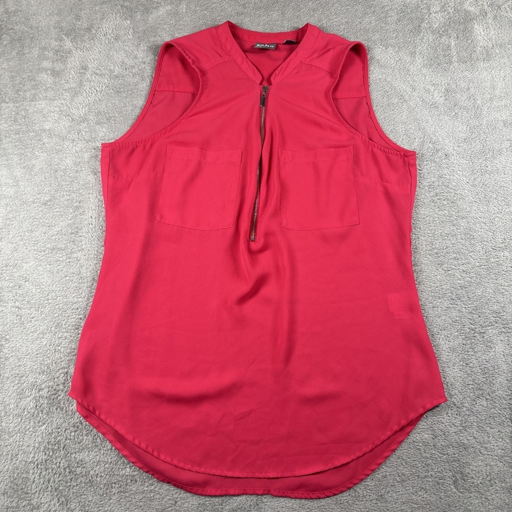Soho Jeans Women's Zip-Front Sleeveless Utility Blouse Pink Size Medium
